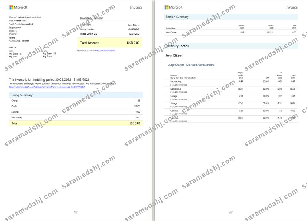 Ireland Microsoft Ireland Operations Limited invoice